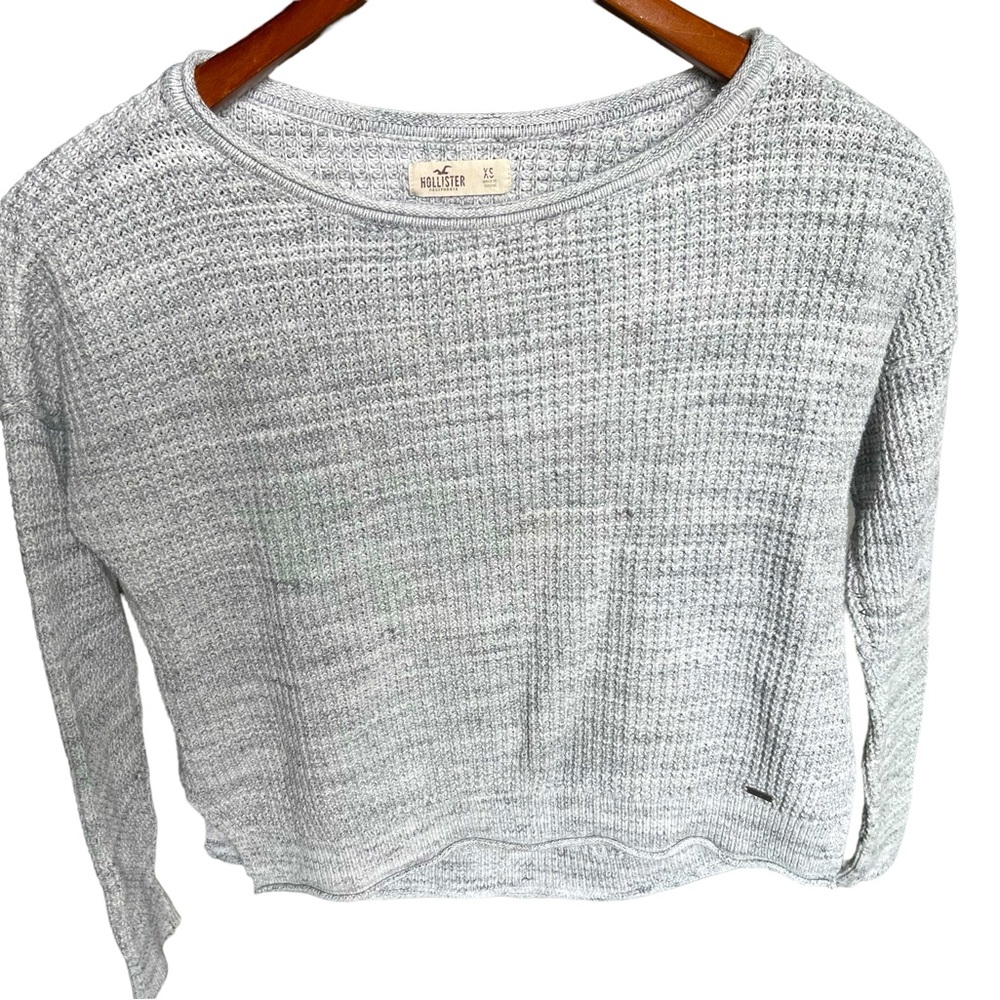 Hollister Sweater Mens Medium Gray Casual Pullover Waffle Knit